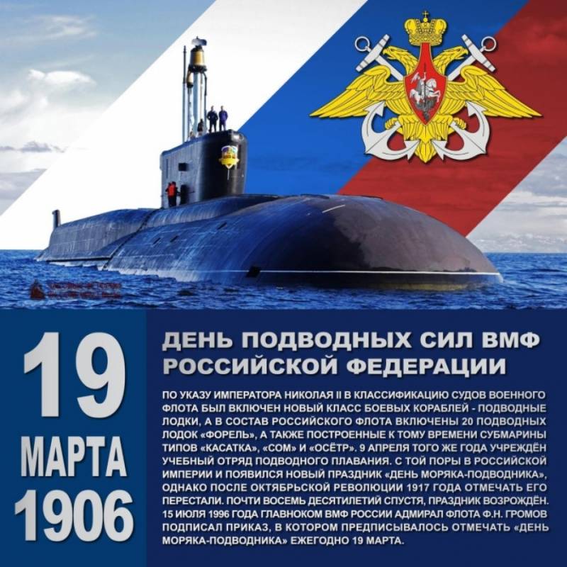 День моряка-подводника в России отмечают 19 марта 2023 года, поздравления и открытки понадобятся родным и знакомых этих профессионалов